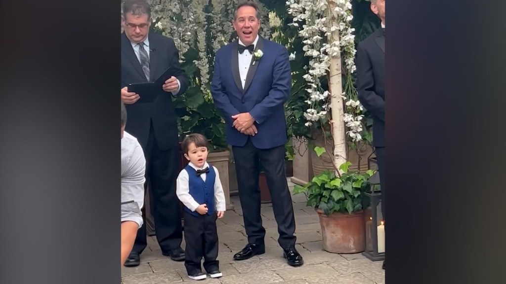 3-year-old boy steals all the attention at his parents' wedding