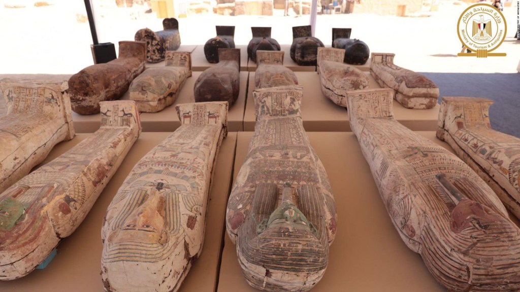 Ancient bronze statues and sarcophagi found in Egypt