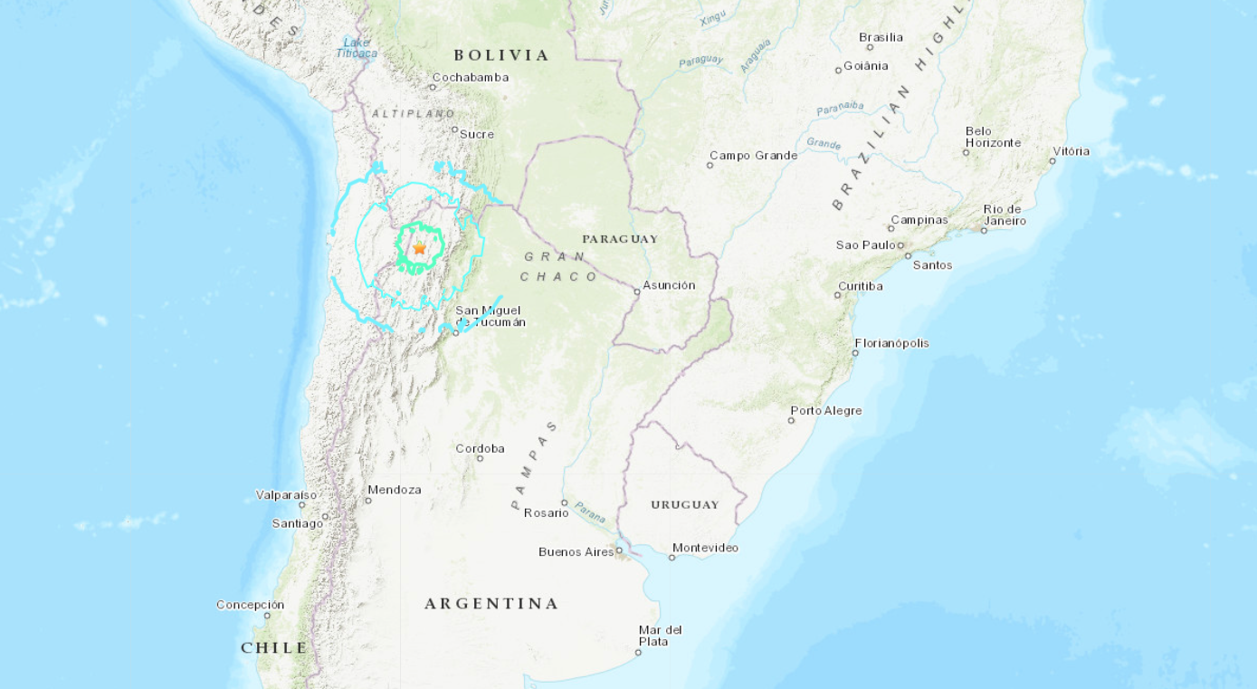 Se registra un sismo de magnitud 6,8 ​​en el norte de Argentina