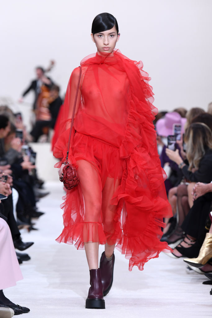 PARIS, FRANCE - MARCH 01: (EDITORIAL USE ONLY) A model walks the runway during the Valentino as part of the Paris Fashion Week Womenswear Fall/Winter 2020/2021 on March 01, 2020 in Paris, France. (Photo by Pascal Le Segretain/Getty Images)