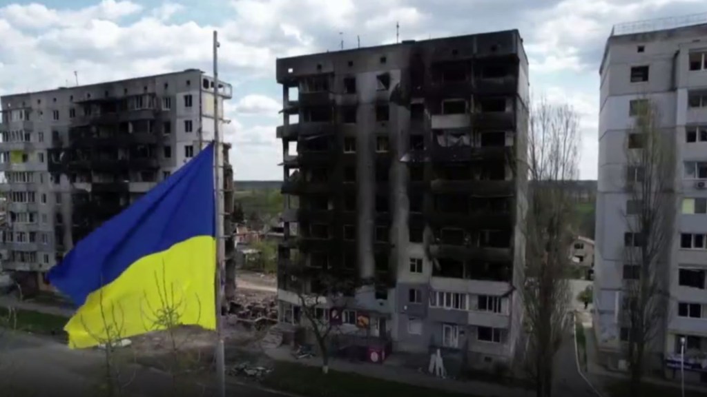 Dron muestra la destrucción en la ciudad ucraniana de Borodianka 