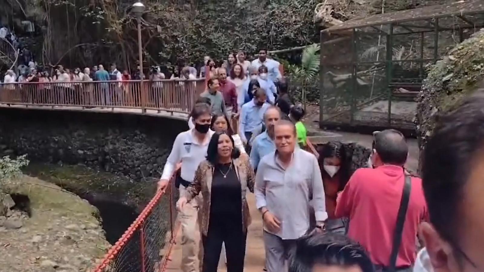 un puente mientras pasaba un alcalde México | Video