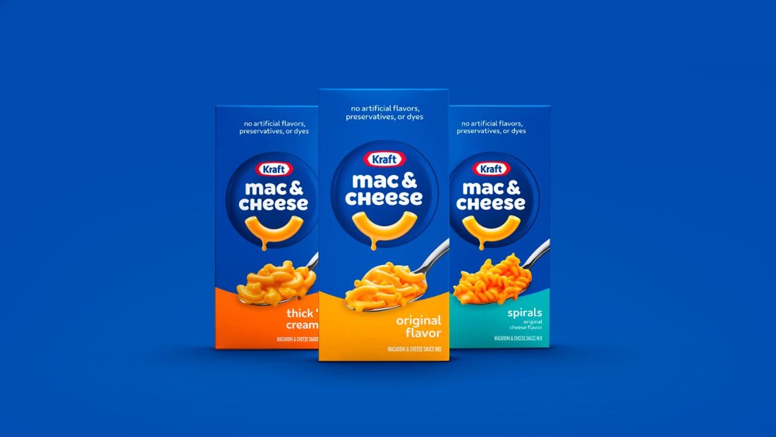 La nueva imagen de los renovados Mac & Cheese de Kraft.