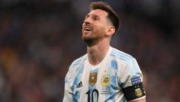 Lionel Messi en la "Finalissima" contra Italia, el 1 de junio de 2022 en Londres, Inglaterra.