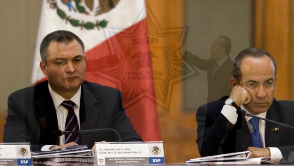 García Luna junto al entonces presidente Felipe Calderón.