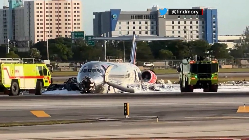 Plane catches fire on landing in Miami, injuring at least 3