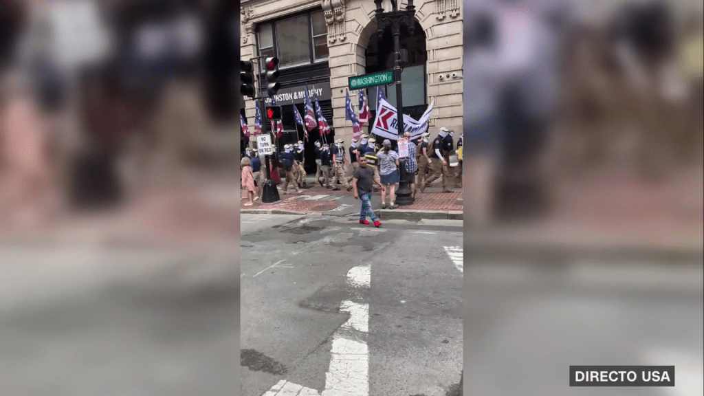 White supremacists parade through the streets of Boston