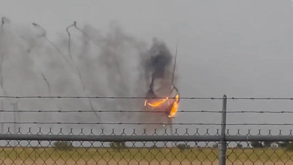 Wind turbine burns after being struck by lightning