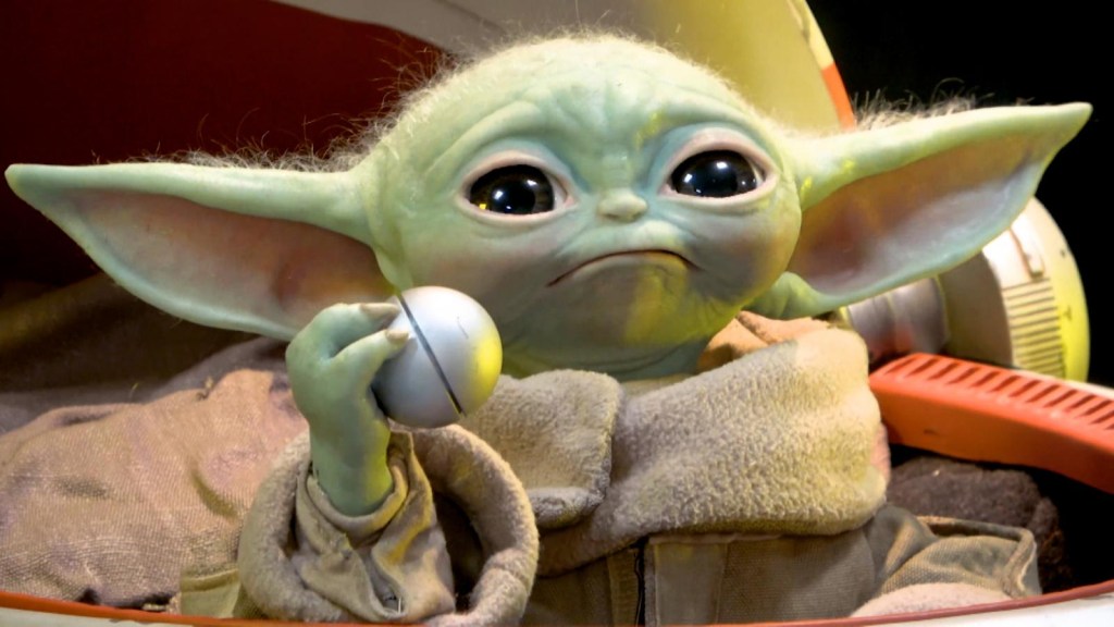 This robotic Baby Yoda puppet appears to be alive