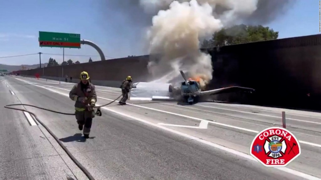 This is what this plane looked like after hitting a highway in California