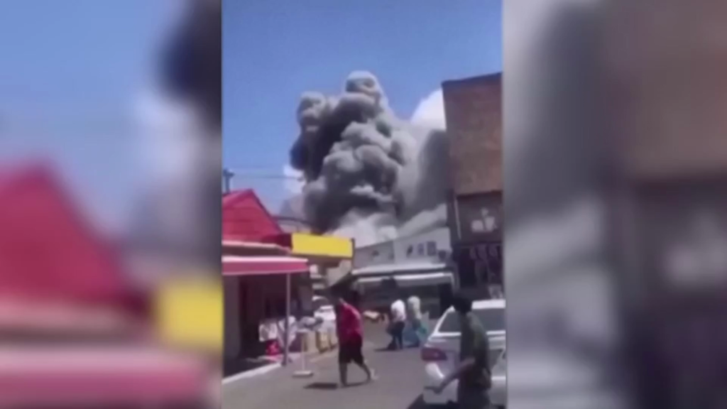 Watch the moment a fireworks warehouse explodes in Armenia