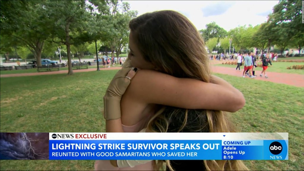 Washington lightning survivor meets couple who helped save her