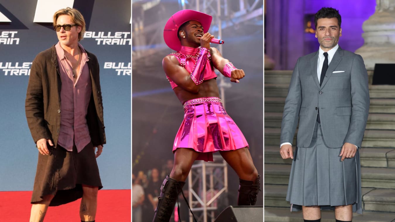 De Brad Pitt a Lil X: la moda de las faldas masculinas