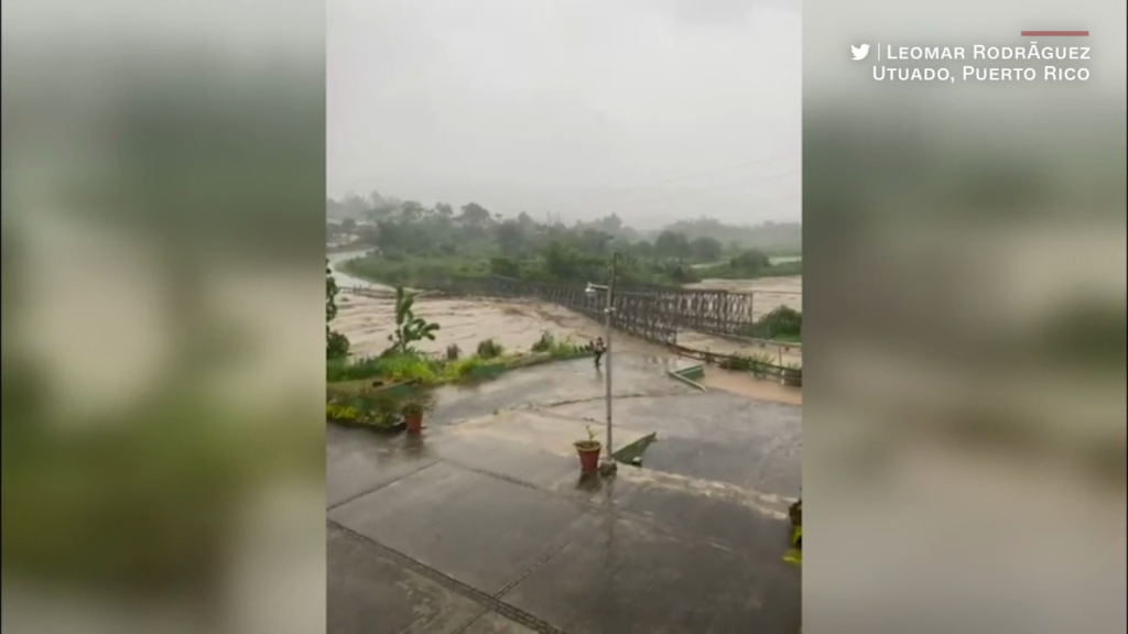 Video captures collapse of a bridge in Utuado, Puerto Rico, due to flooding from Hurricane Fiona