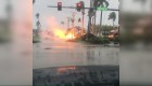 Downed power lines catch fire as Hurricane Ian hits