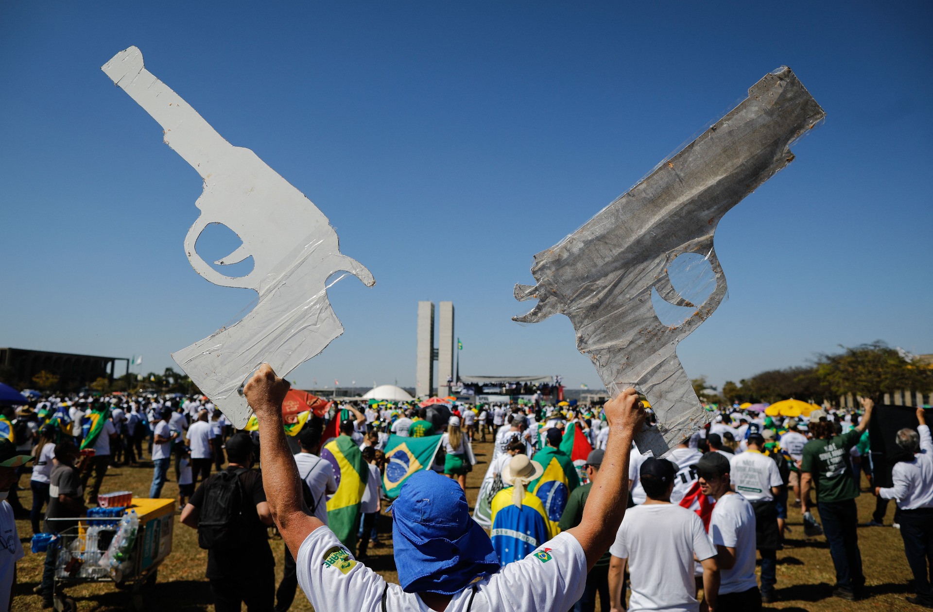 Manifestación en favor de un menor control de armas en Brasil