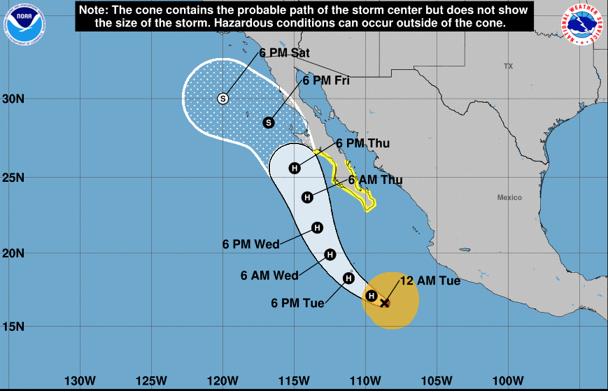 K is already a hurricane and will continue to strengthen off the coast of Mexico