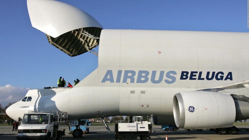 The Airbus Beluga, a giant whale-shaped plane