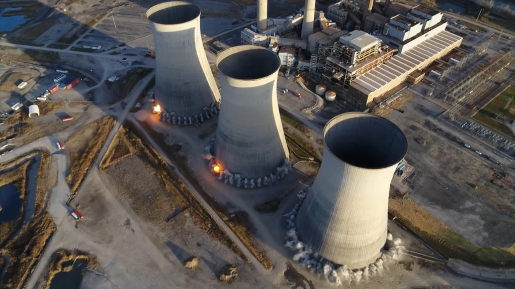 Why did these coal plant towers implode?