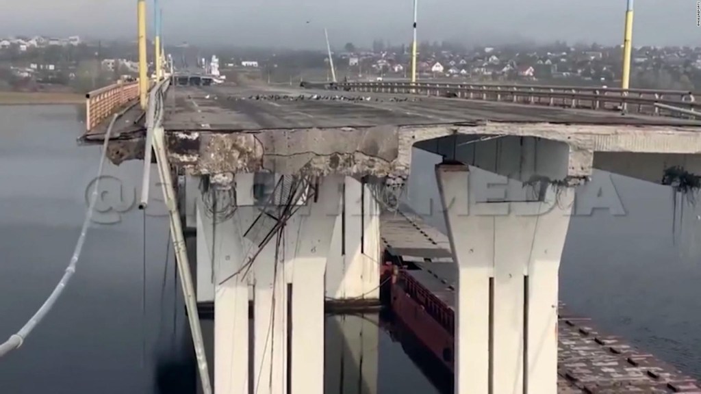 Major Gerson Bridge was destroyed after Russian troops withdrew