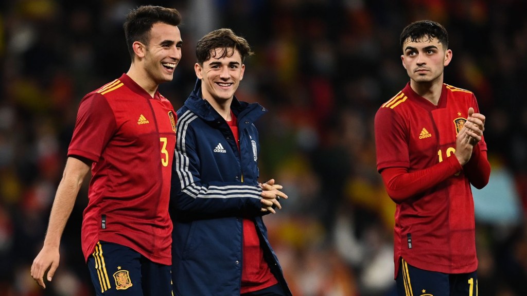 The Spanish players, Eric García, Gavi and Pedri after a friendly against Albania before Qatar 2022. (Photo: David Ramos/Getty Images)