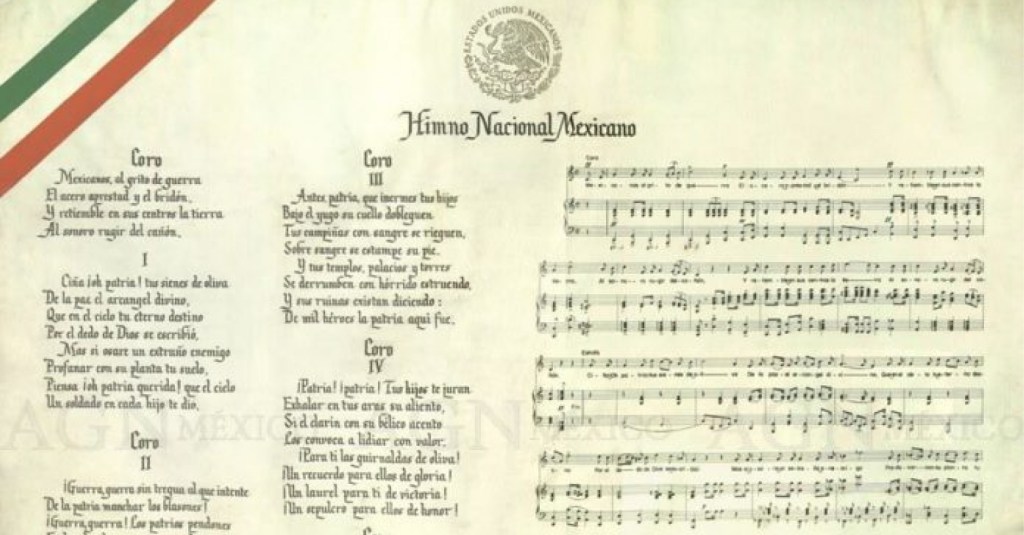 La letra y la música del himno nacional mexicano.