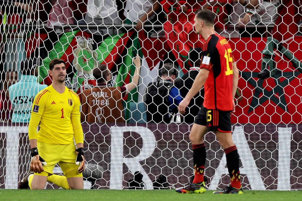 Bélgica luego de recibir gol de Marruecos en el Mundial de Qatar. (Foto: JACK GUEZ/AFP vía Getty Images)
