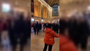 Niños ucranianos cantan villancicos en la estación Grand Central