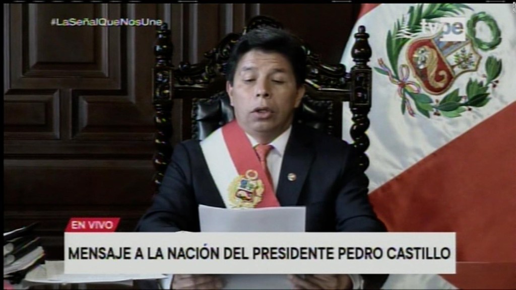 Pedro Castillo anuncia apertura del Congreso del Perú y convoca a elecciones