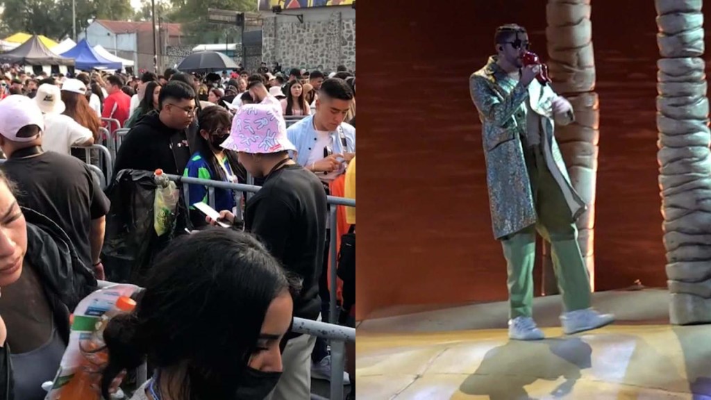 Conscientes de fans que bailan afuera del concierto de Bad Bunny en México