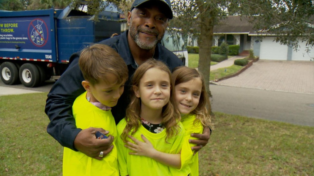 This was the reunion of some triplets and their garbage collector friend