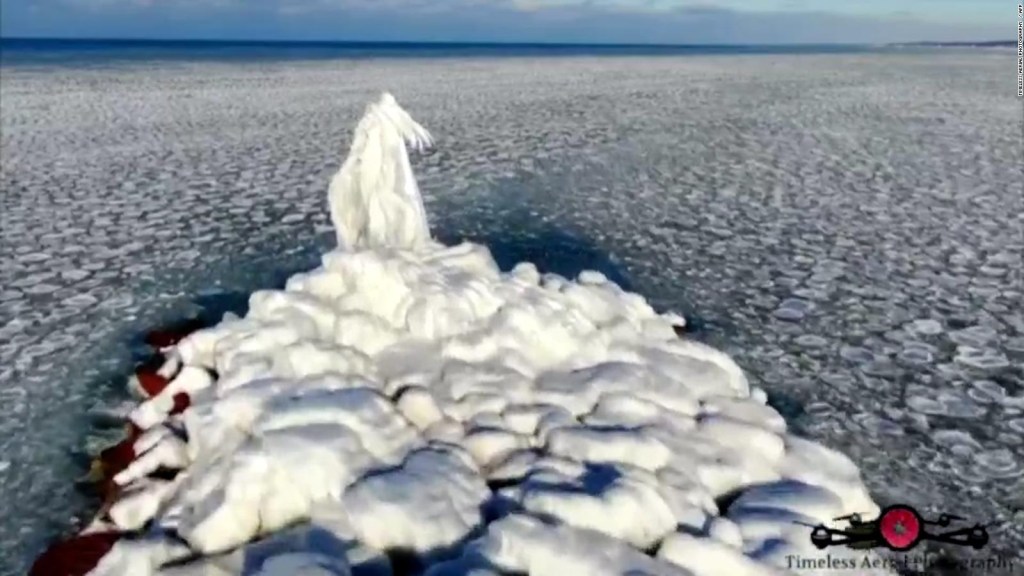 Drone captures strange figures in Lake Michigan