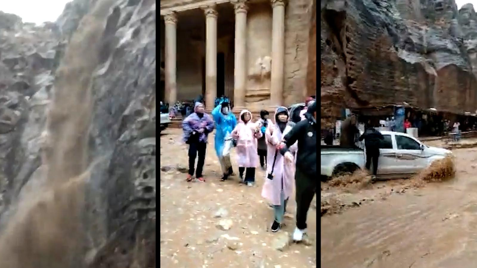 Evacúan a turistas por inundaciones en Petra Video CNN