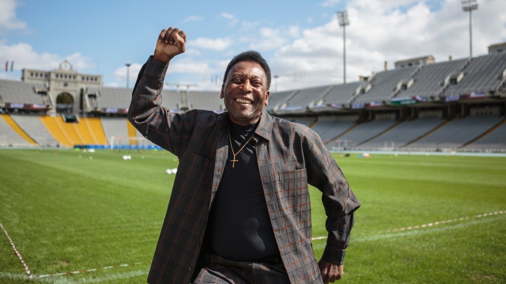 Soccer Legend Pelé Visits Olympic Stadium In Barcelona