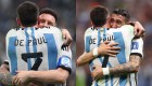 Los abrazos de Rodrigo De Paul: en cada anotación de Messi y Di María, el mediocampista fue a abrazar a sus compañeros. (Foto: imagen creada con fotos de Getty Images)