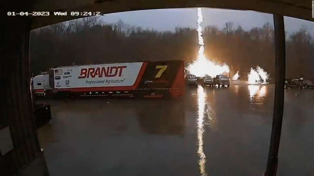 Watch as lightning strikes a JR Motorsports vehicle in North Carolina