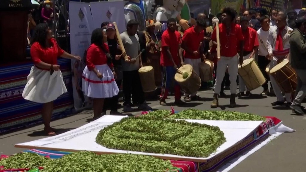 Bolivianos celebran a la hoja de coca en el Festival Akuliku
