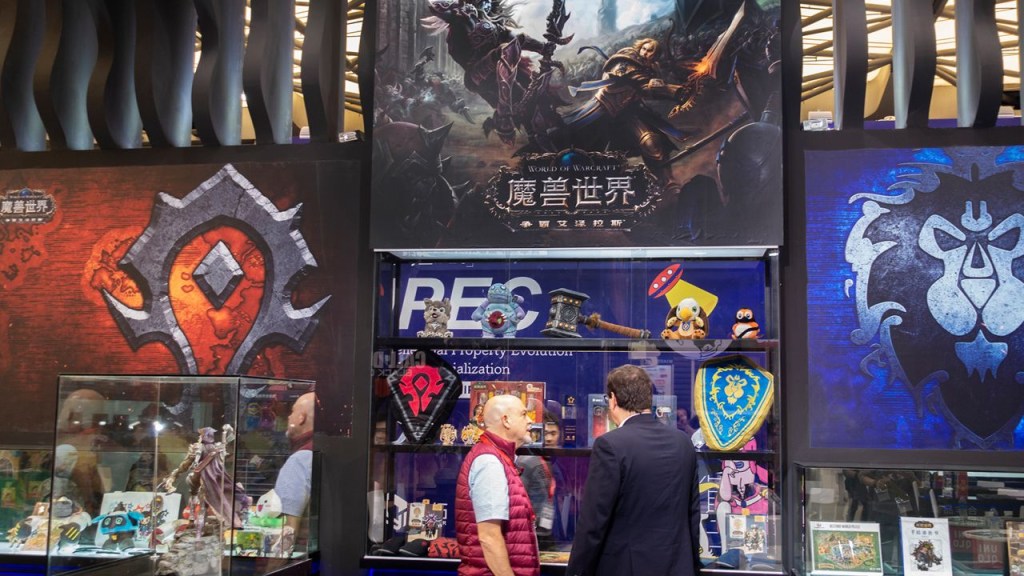 People visit the Blizzard Entertainment 'World of Warcraft' booth during an exhibition in Shanghai in October 2018.  (Credit: dycj/ICHPL Imaginechina/AP)
