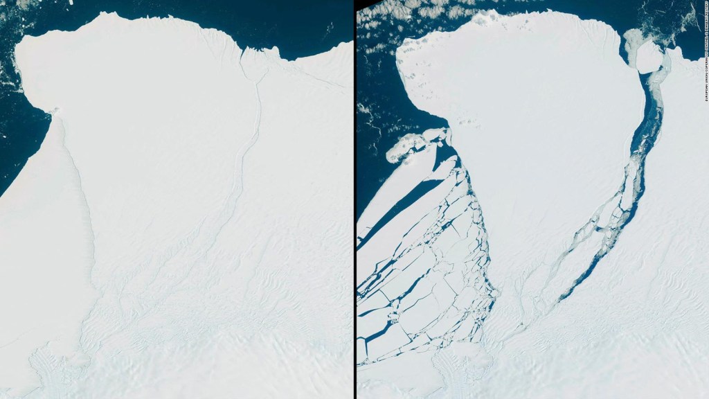 Imagen satelital muestra ruptura de iceberg del tamaño de Londres