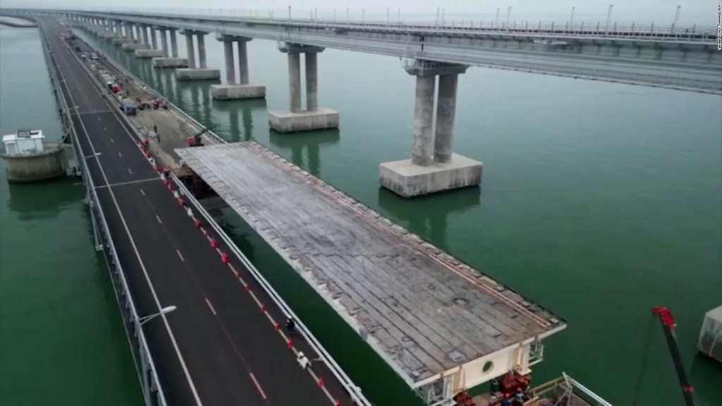 Así se ve el Puente de Crimea reparado que sufrió graves daños en 2022