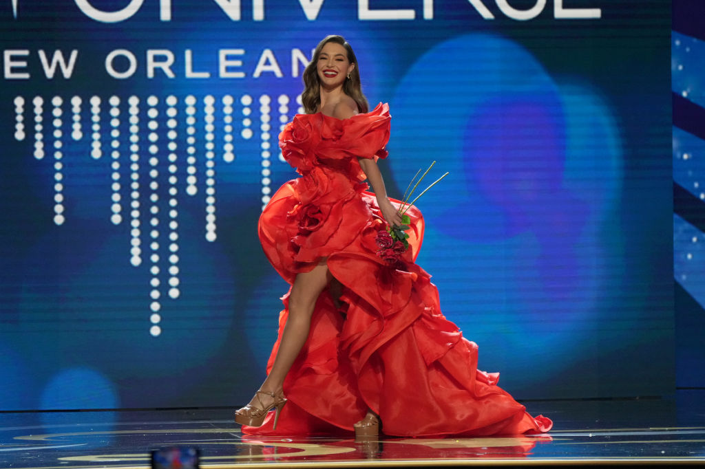 Miss Spain, Alicia Faubel, walks onstage during the 71st Miss Universe National Costume Competition at the New Orleans Morial Convention Center on January 11, 2023 in New Orleans, Louisiana.  (Photo by Josh Brasted/Getty Images)