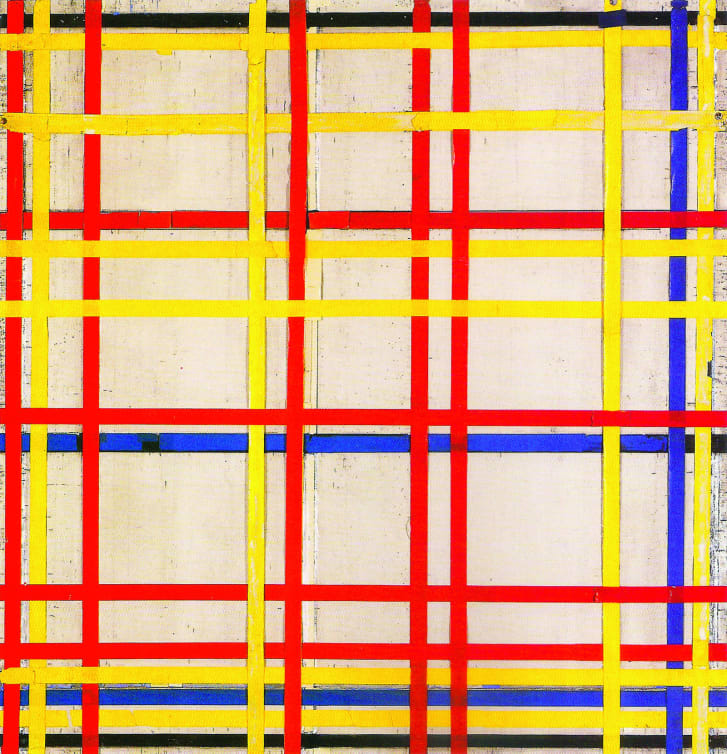 La obra de Piet Mondrian "Ciudad de Nueva York 1(1941)" se colgó al revés en Düsseldorf. (Crédito: Colección de Historia y Arte/Alamy Stock Photo)