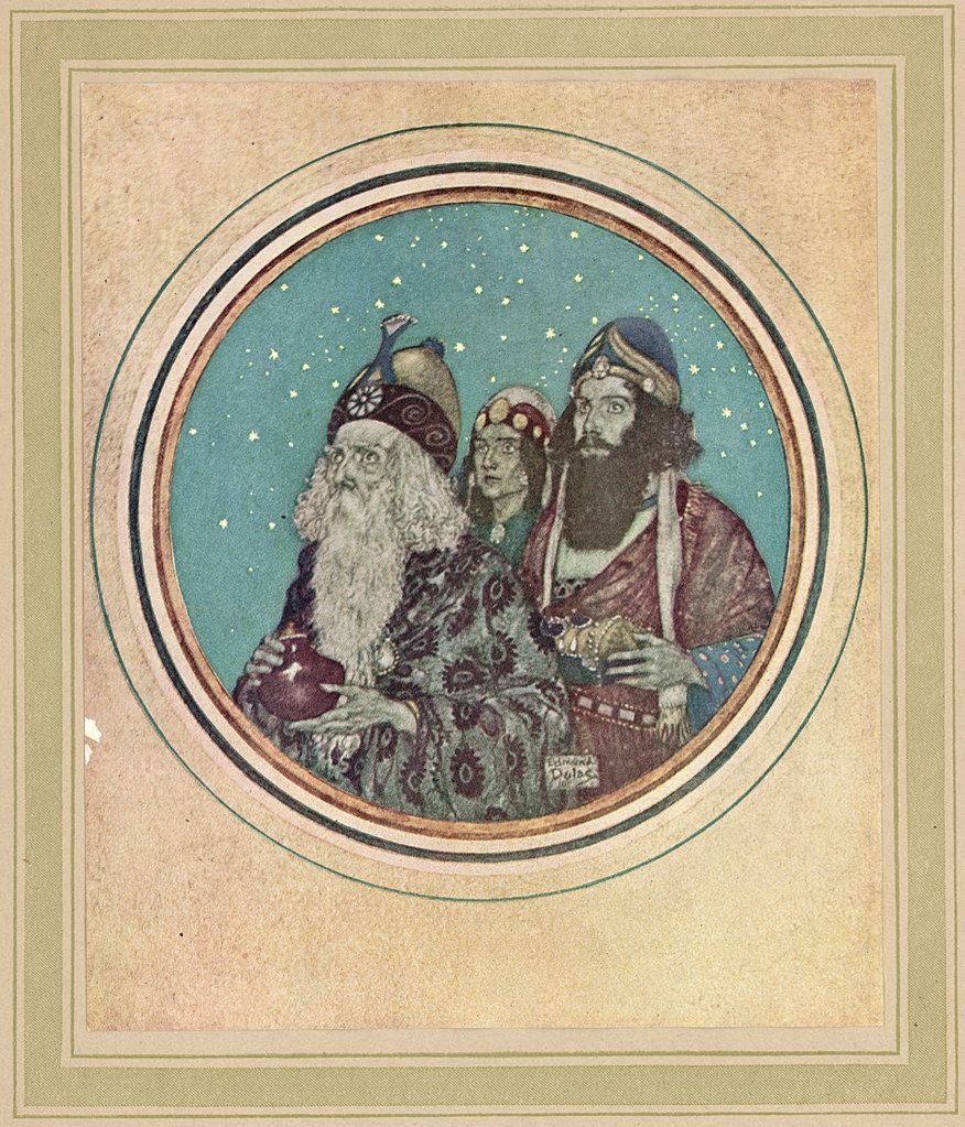  Representación de los Reyes Magos siguiendo la estrella de Edmund Dulac (1882 - 1953). (Crédito: Hulton Archive/Getty Images)