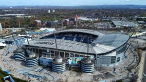 El Estadio Etihad del Manchester City antes de un partido de la Premier League contra el Liverpool. (Crédito: Michael Regan/Getty Images Europe/Getty Images)