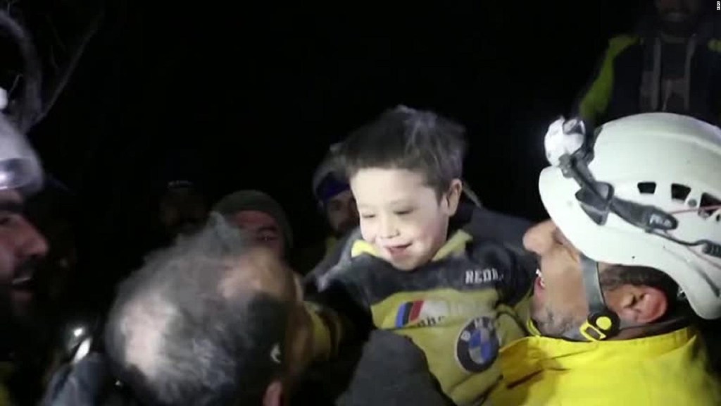 The smile of a baby following being rescued from the rubble in Turkey