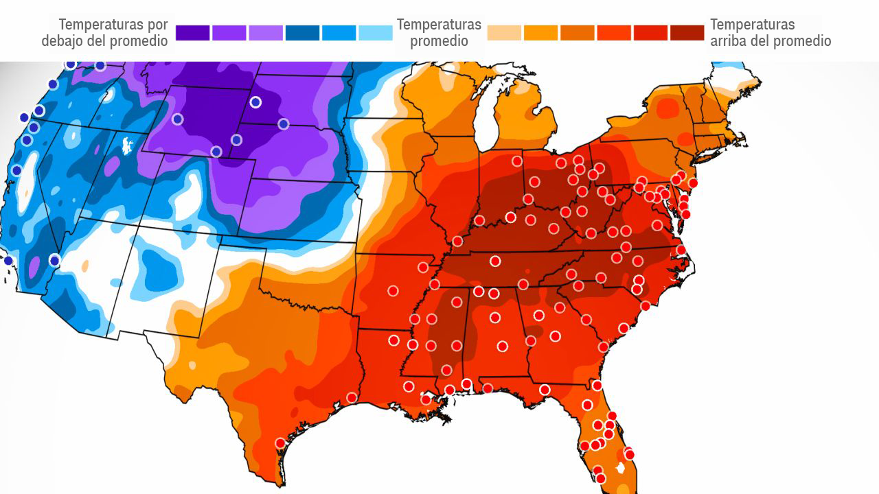 Así están las temperaturas en EE.UU. en estos momentos: una parte experimenta frío por las tormentas invernales, mientras que la otra ve temperaturas cálidas por encima del promedio. (Crédito: CNN Weather)
