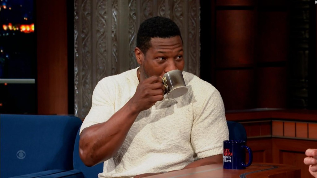 Jonathan Majors explains why he frequently carries a mug with him