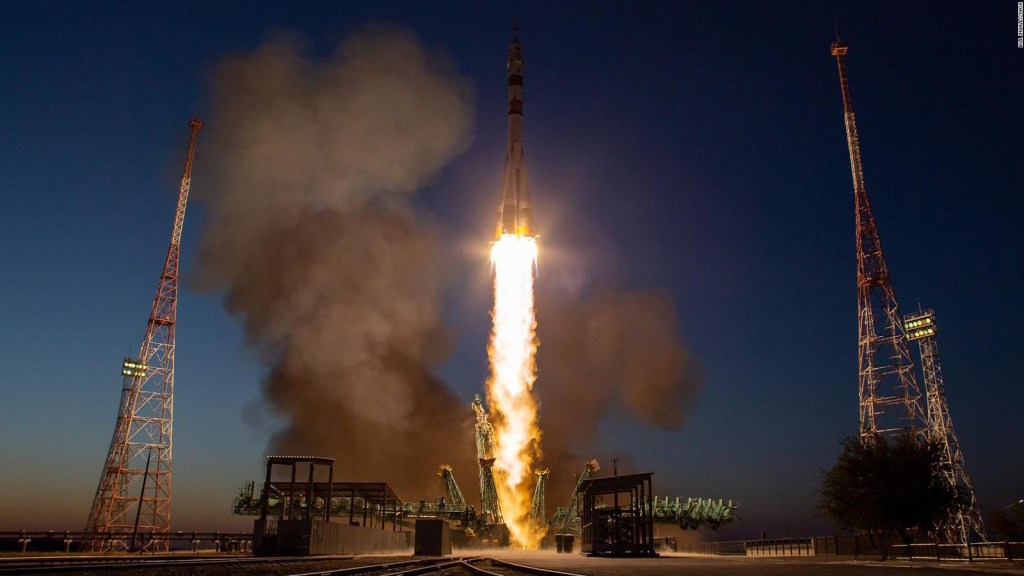 A Russian spacecraft arrives at the International Space Station to rescue the stranded crew