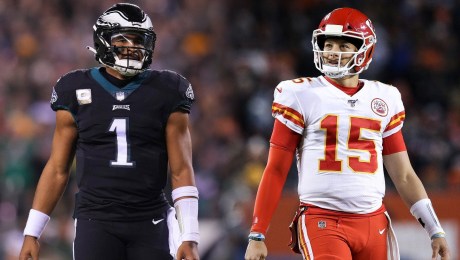 Jalen Hurts, de las Philadelphia Eagles, y Patrick Mahomes, de los Kansas City Chiefs, se enfrentarán en el Super Bowl 2023. (Crédito: Mitchell Leff y Dylan Buell/Getty Images)