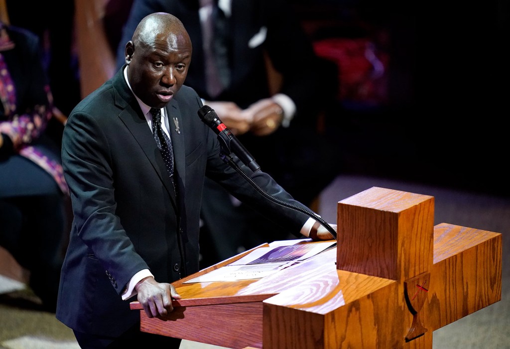 Benjamin Crump Speaks During The Funeral For Tyra Nichols At Mississippi Boulevard Christian Church In Memphis On Wednesday.  (Credits: Andrew Niles/Pool/The Tennessean)